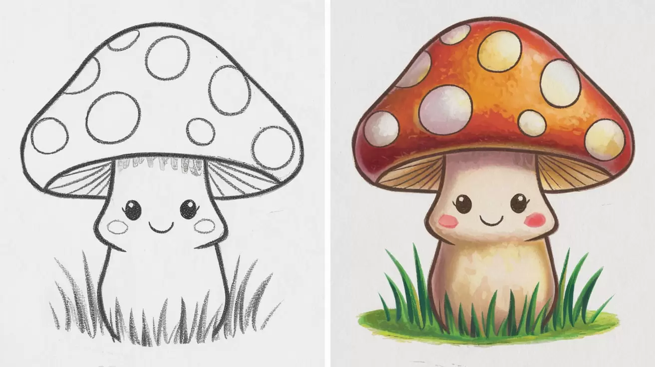 Cute Mushroom Drawing