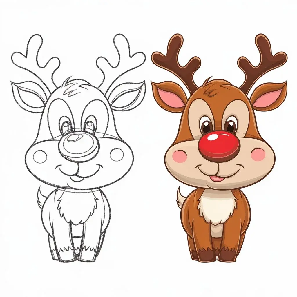 Cute Reindeer with a Red Nose