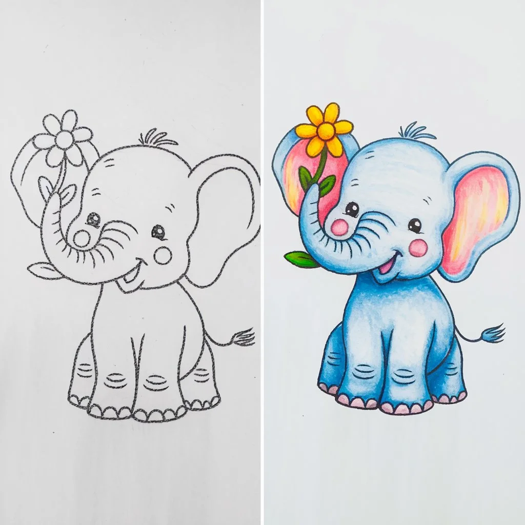 Elephant Holding a Flower