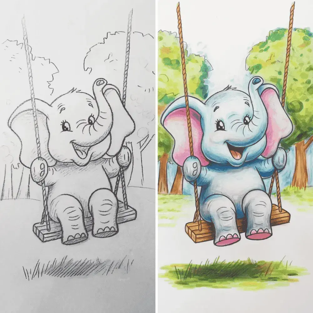 Elephant on a Swing